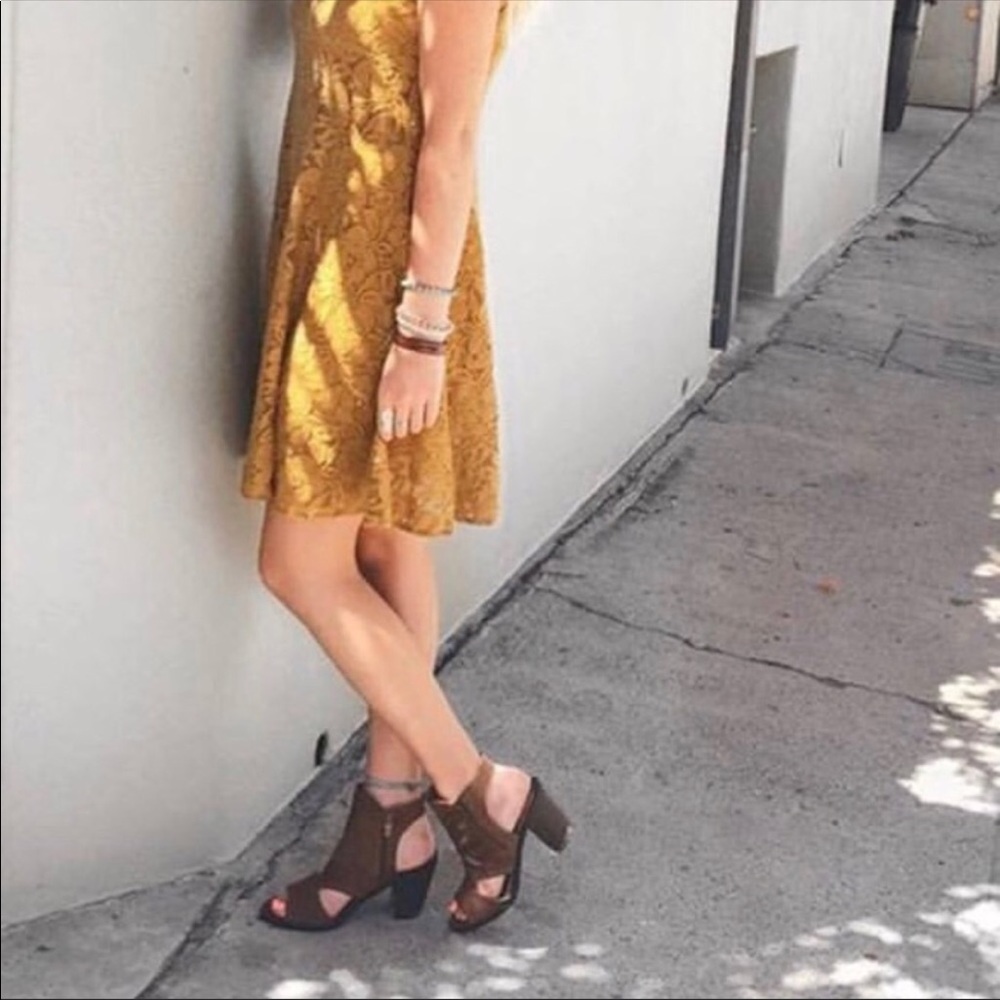 Distressed Mocha Cut Out Peep Toe Bootie - Picture 6 of 8